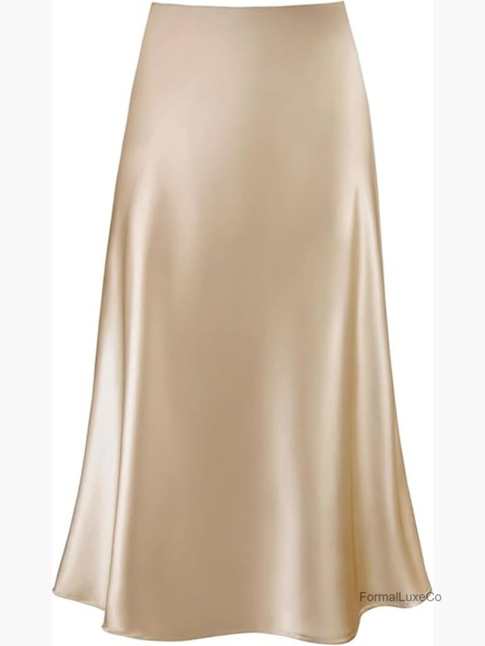 Satin Midi Skirt Elastic High Waisted A Line Flowy Silk Long Skirt